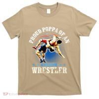 Wrestling Proud Poppa Of An Awesome Wrestler Backside T-Shirt thumb 0