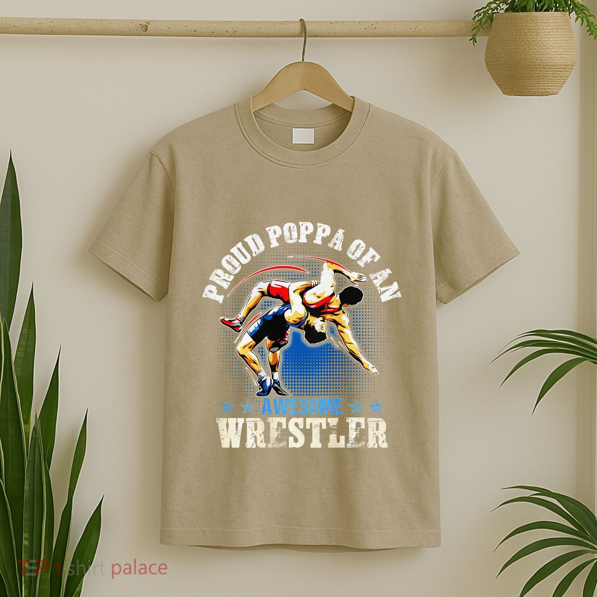 Wrestling Proud Poppa Of An Awesome Wrestler Backside T-Shirt