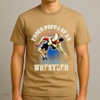 Wrestling Proud Poppa Of An Awesome Wrestler Backside T-Shirt thumb 3