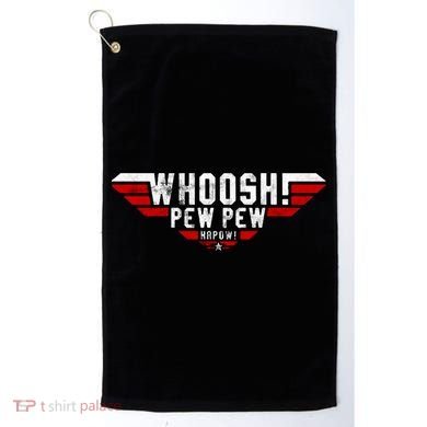 Whoosh! Pew Pew Funny Logo Golf Towel
