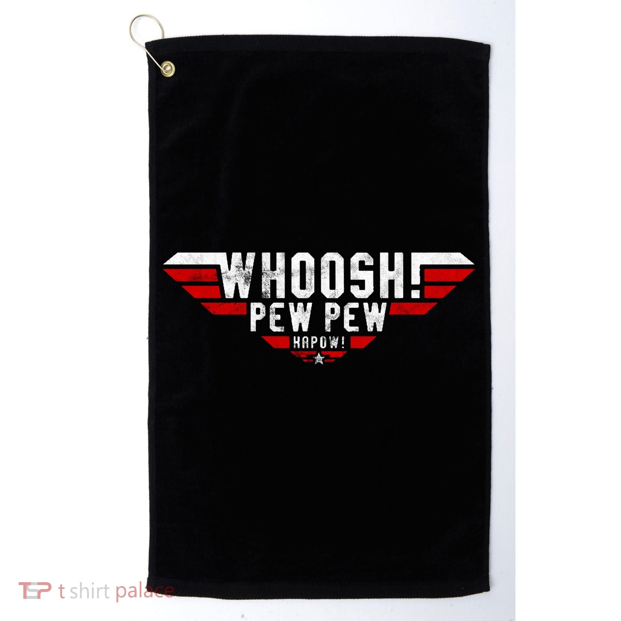 Whoosh! Pew Pew Funny Logo Golf Towel