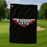 Whoosh! Pew Pew Funny Logo Golf Towel thumb 1