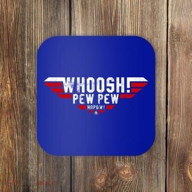 Whoosh! Pew Pew Funny Logo Coaster