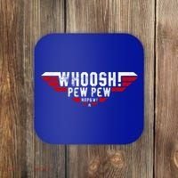 Whoosh! Pew Pew Funny Logo Coaster thumb 0