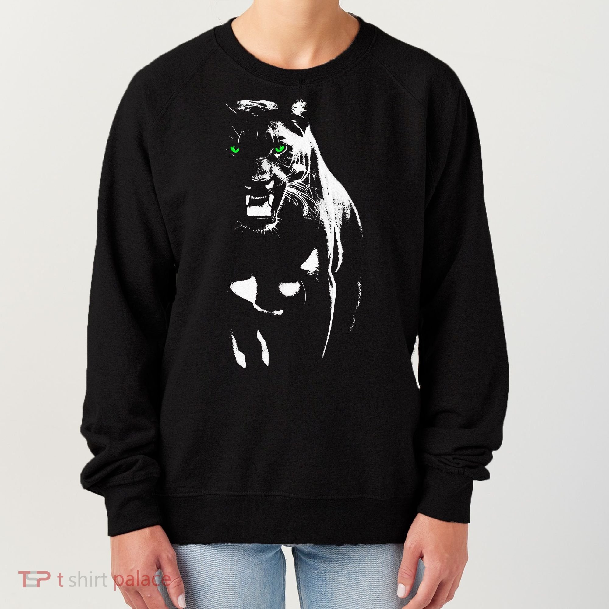 Wild Proud Panther With Cool Green Eyes Shows Women's Sweatshirt
