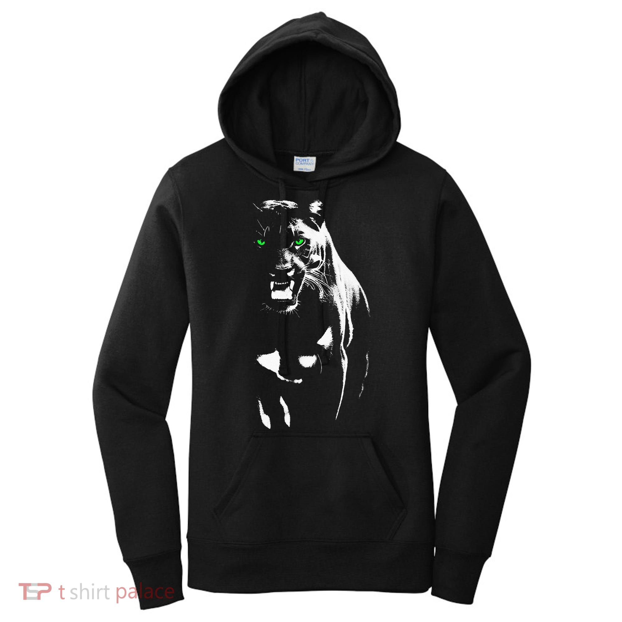Wild Proud Panther With Cool Green Eyes Shows Women's Hoodie