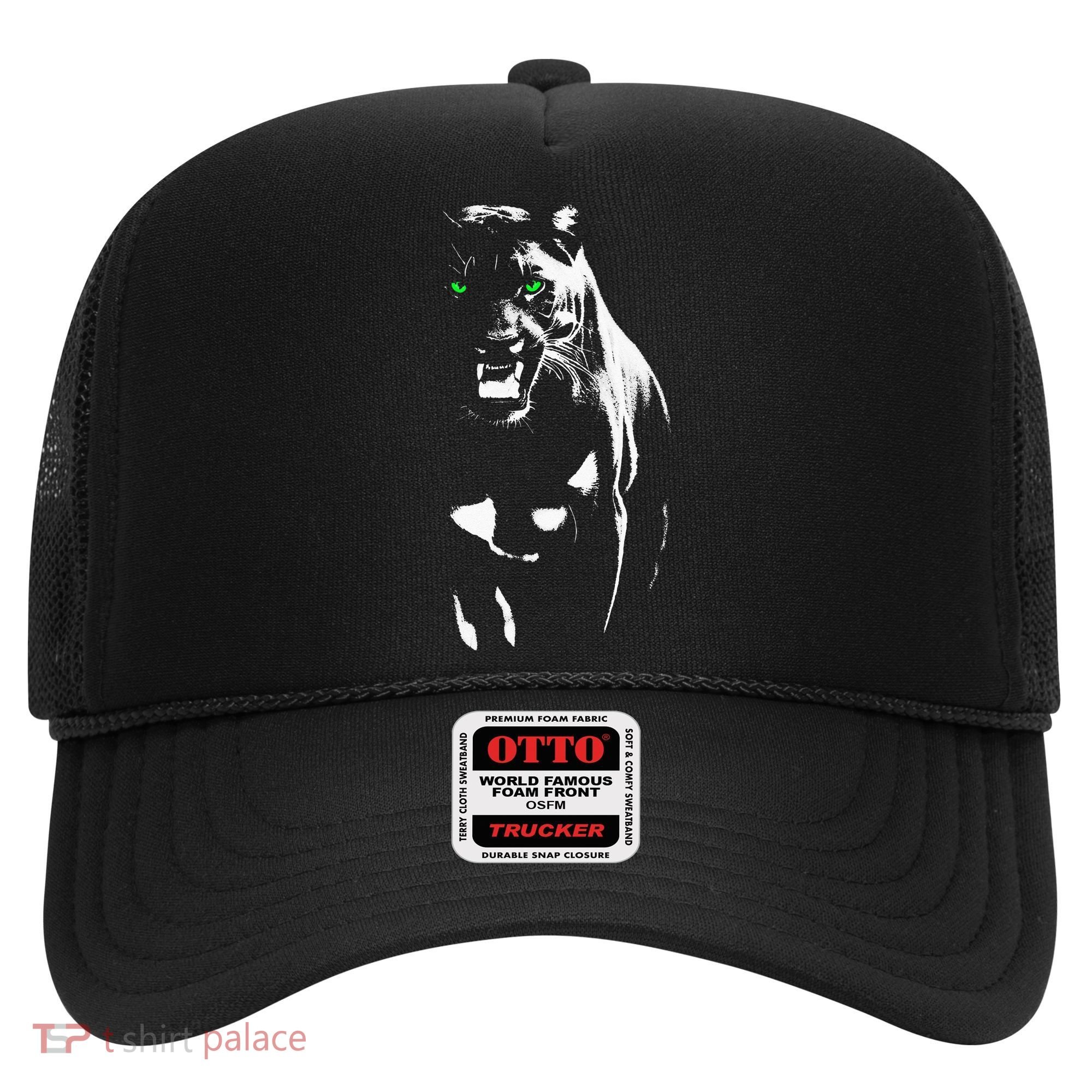 Wild Proud Panther With Cool Green Eyes Shows Hat