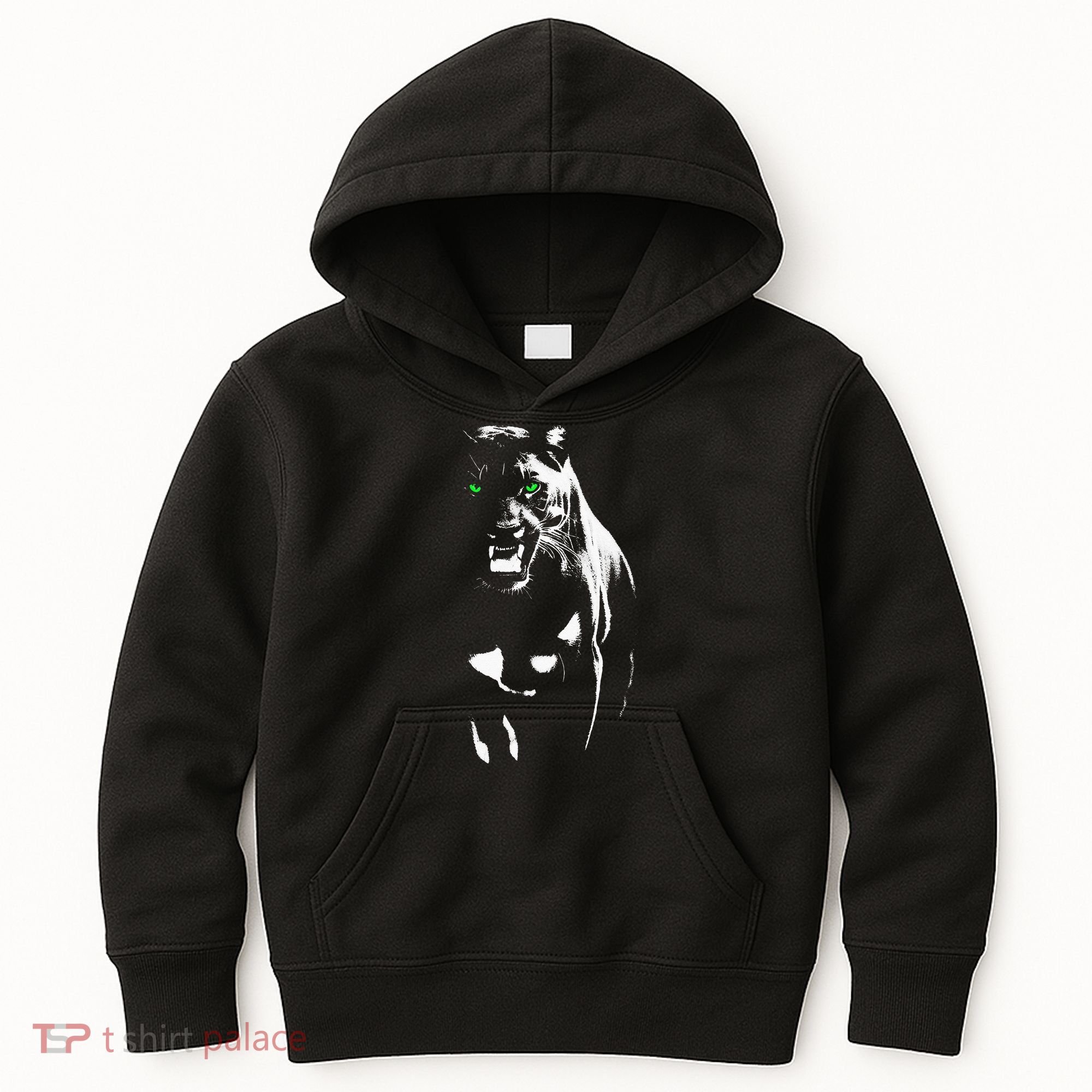 Wild Proud Panther With Cool Green Eyes Shows Kids Hoodie