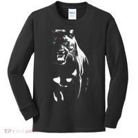 Wild Proud Panther With Cool Green Eyes Shows Kids Long Sleeve Shirt thumb 0