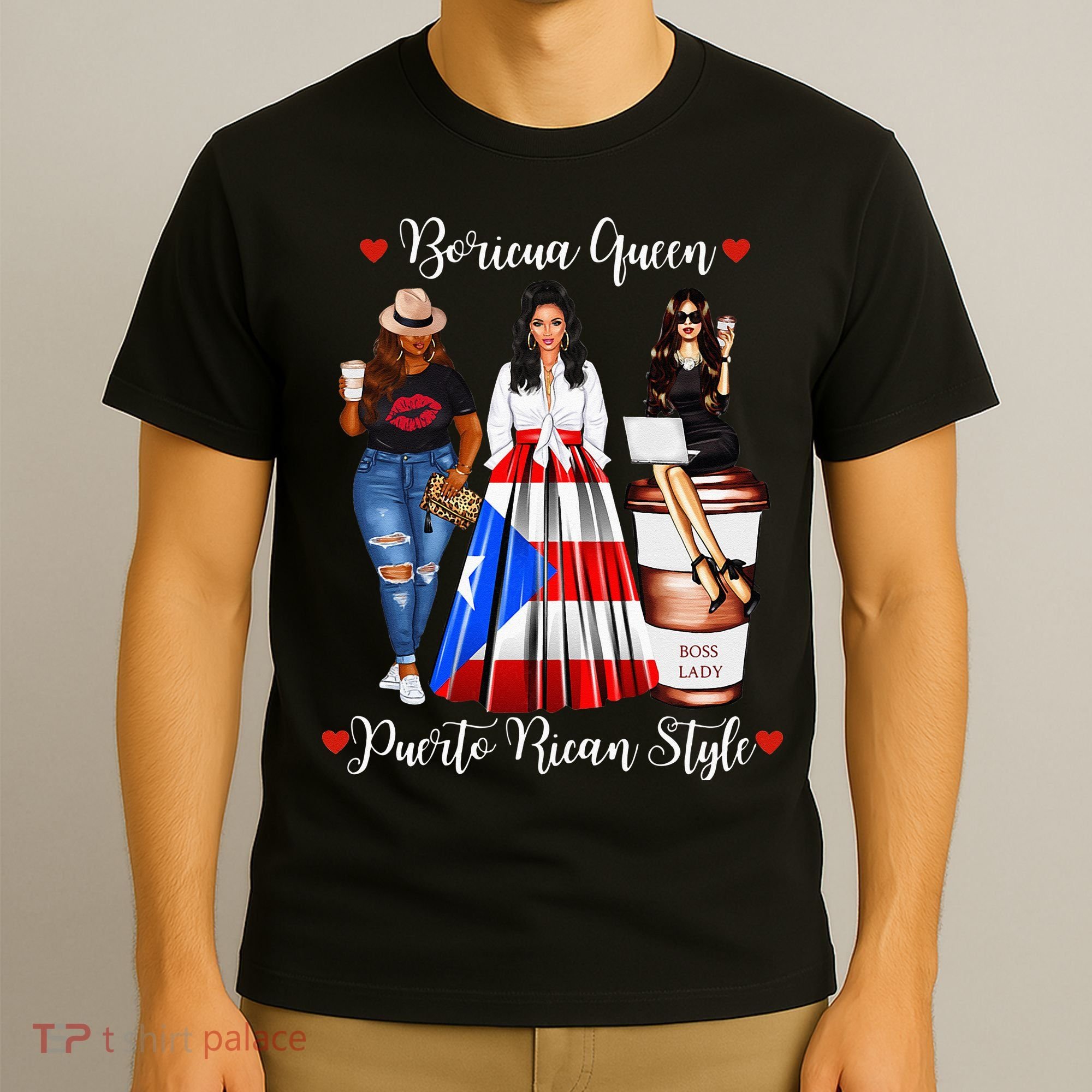 Womens Puerto Rican Style Boricua Queen Mom Womens Puerto Rico T-Shirt