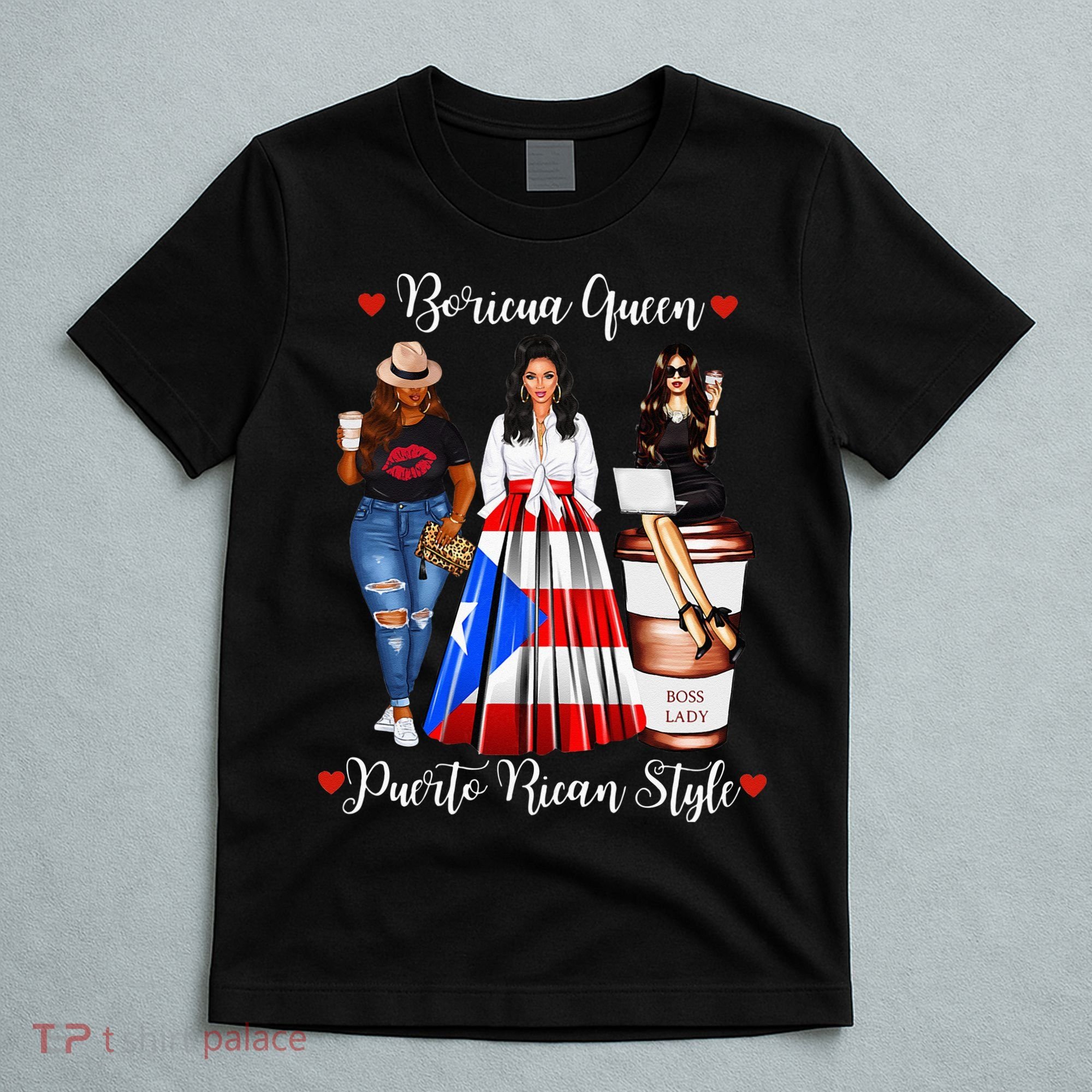Womens Puerto Rican Style Boricua Queen Mom Womens Puerto Rico T-Shirt