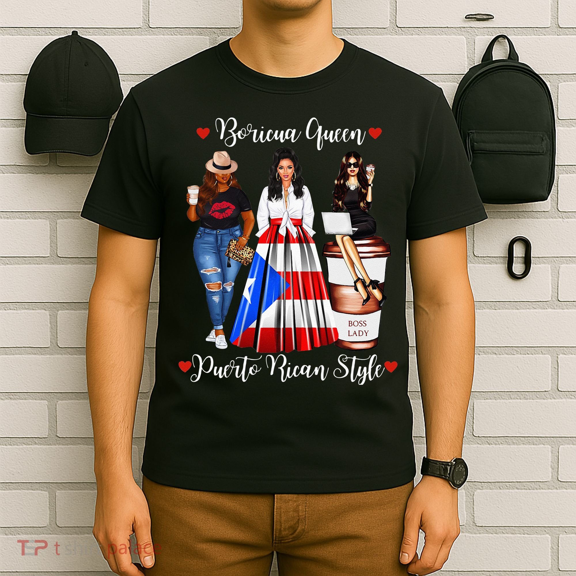 Womens Puerto Rican Style Boricua Queen Mom Womens Puerto Rico T-Shirt