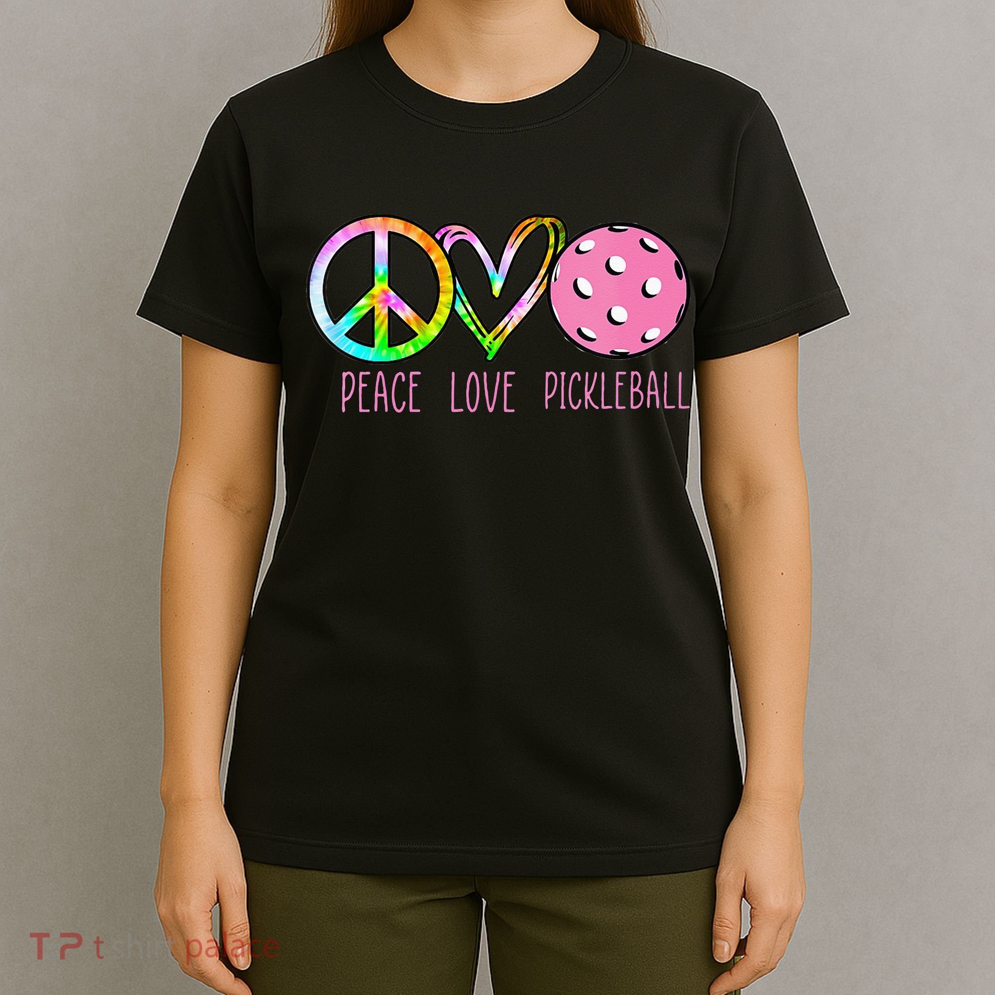 Womens Pickleball Retired Ladies Peace Love Pickleball T-Shirt