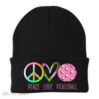 Womens Pickleball Retired Ladies Peace Love Pickleball Beanie thumb 0