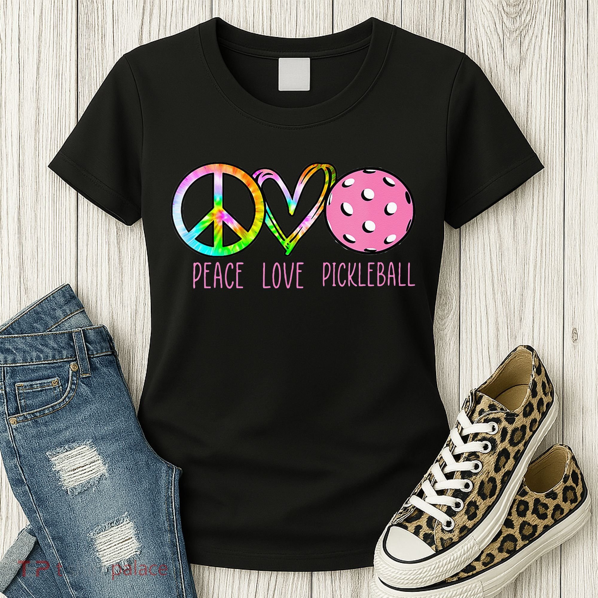 Womens Pickleball Retired Ladies Peace Love Pickleball Women's T-Shirt