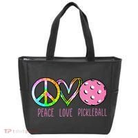 Womens Pickleball Retired Ladies Peace Love Pickleball Tote Bag thumb 0