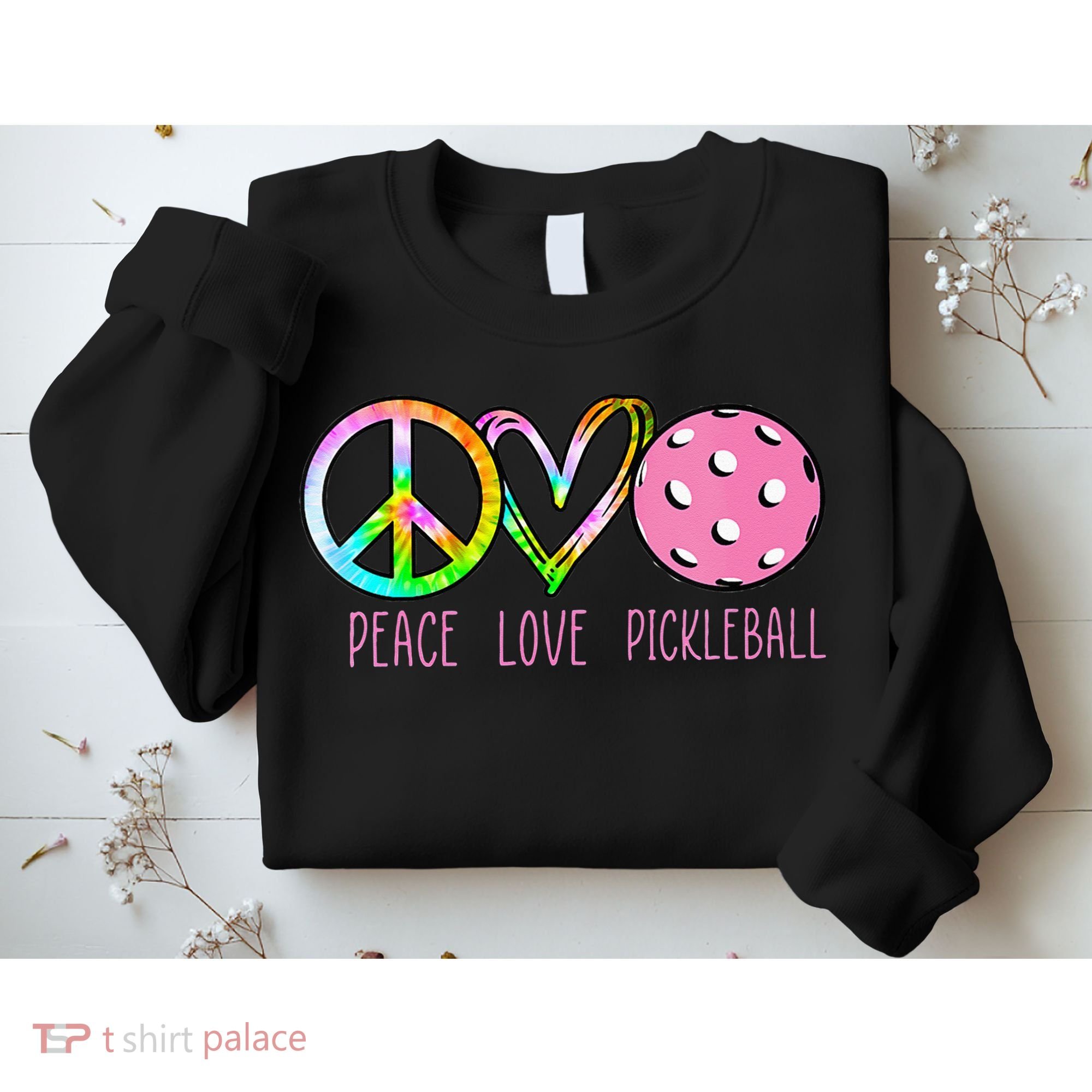 Womens Pickleball Retired Ladies Peace Love Pickleball Sweatshirt