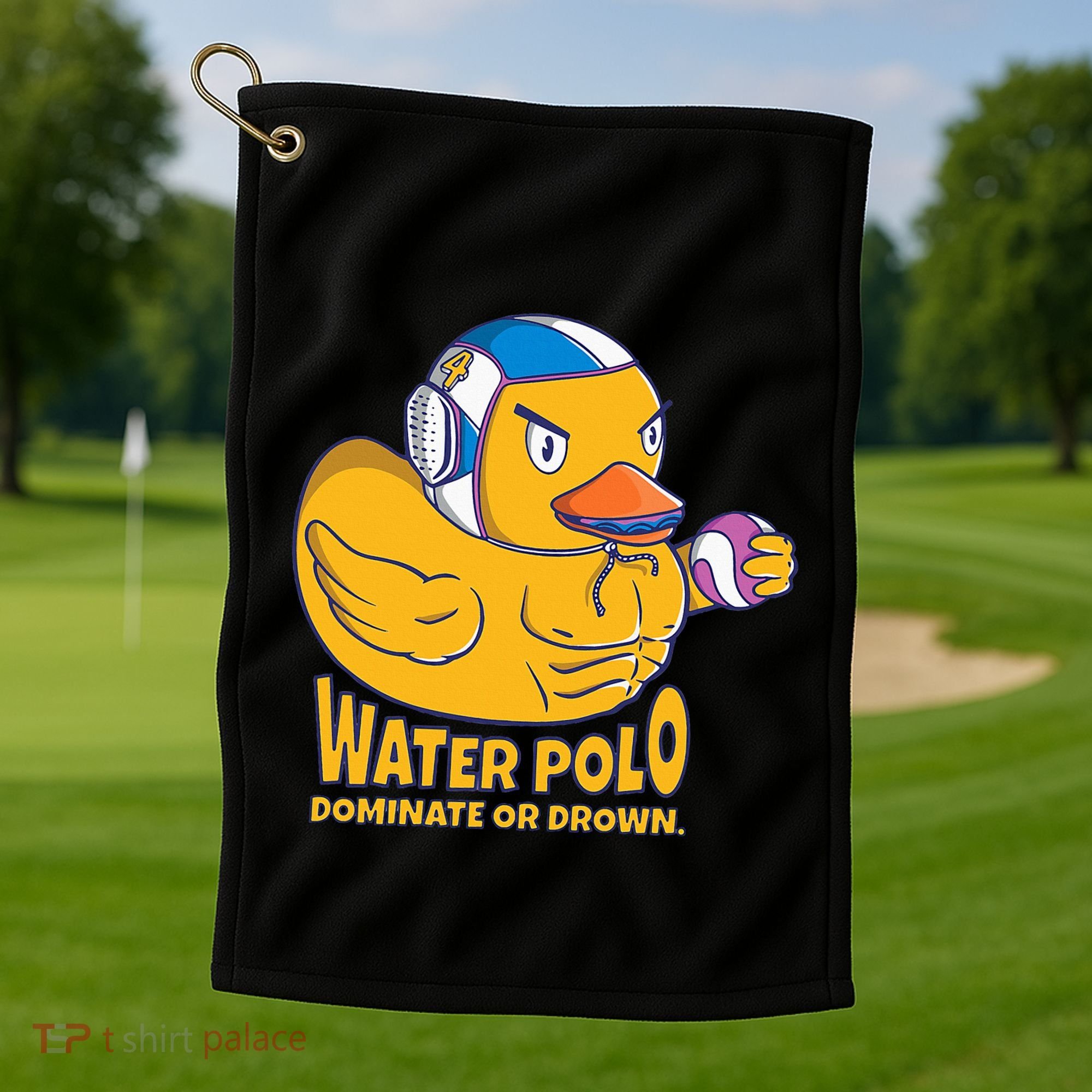 Water Polo Rubber Duck Dominate Or Drown On Golf Towel