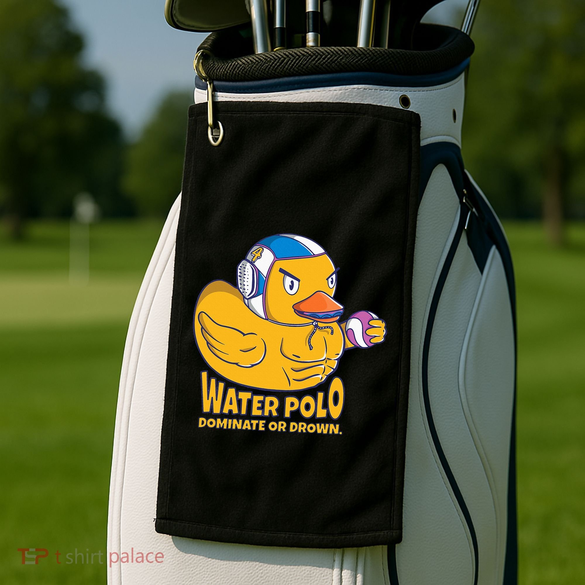 Water Polo Rubber Duck Dominate Or Drown On Golf Towel