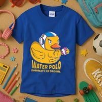 Water Polo Rubber Duck Dominate Or Drown On Kids T-Shirt thumb 3