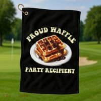 Waffle Party Recipient Retro Funny Golf Towel thumb 1