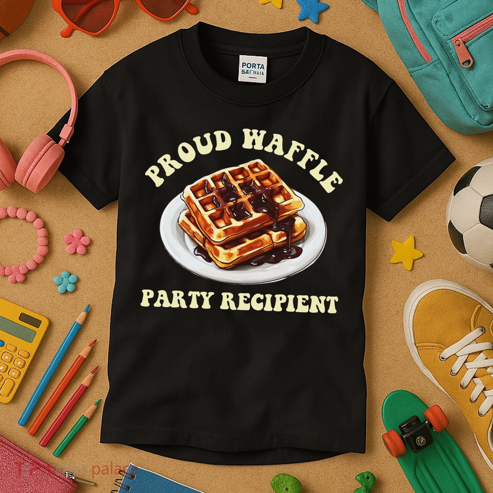 Waffle Party Recipient Retro Funny Kids T-Shirt