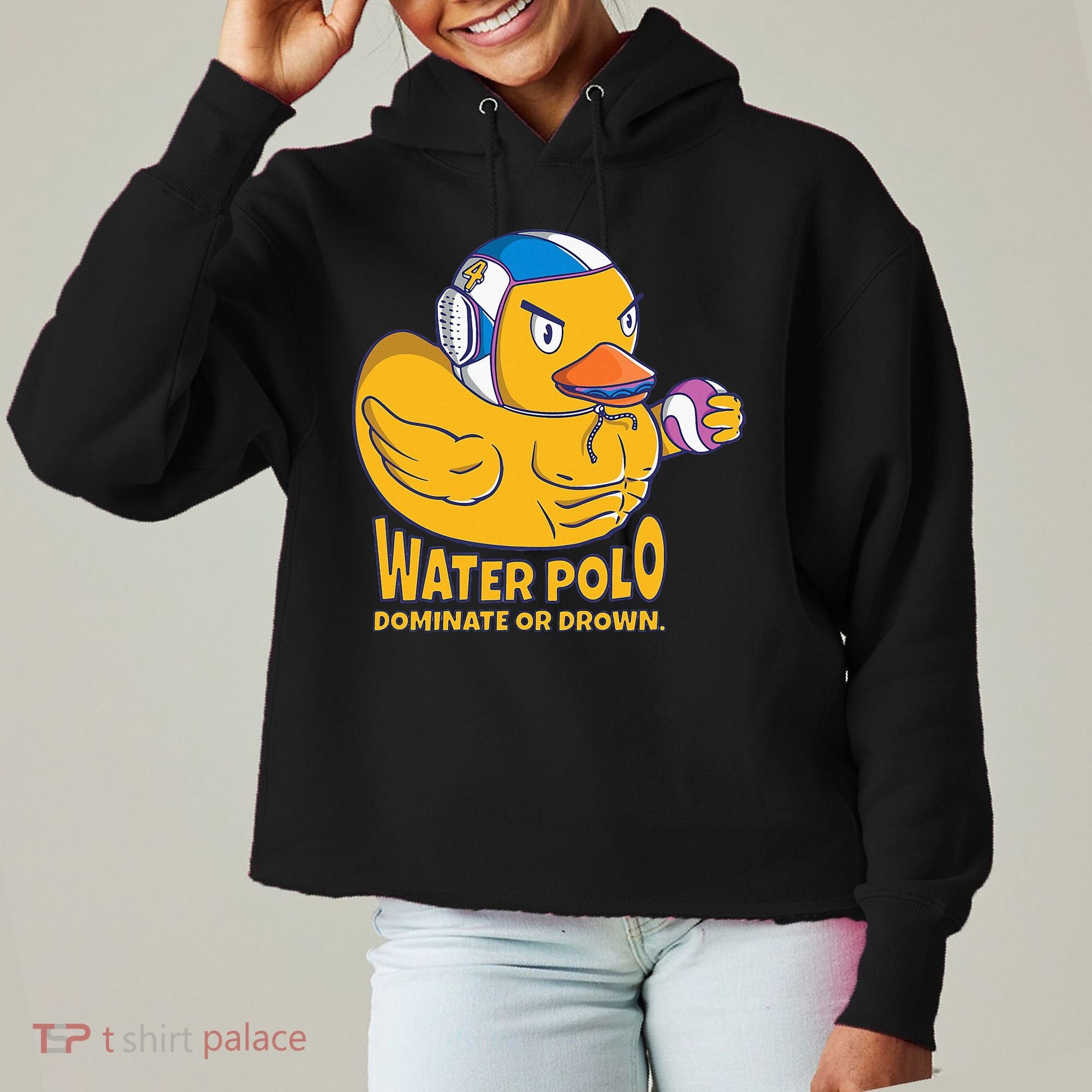 Water Polo Rubber Duck Dominate Or Drown On Ladies Heavyweight Boxy Pullover Hoodie