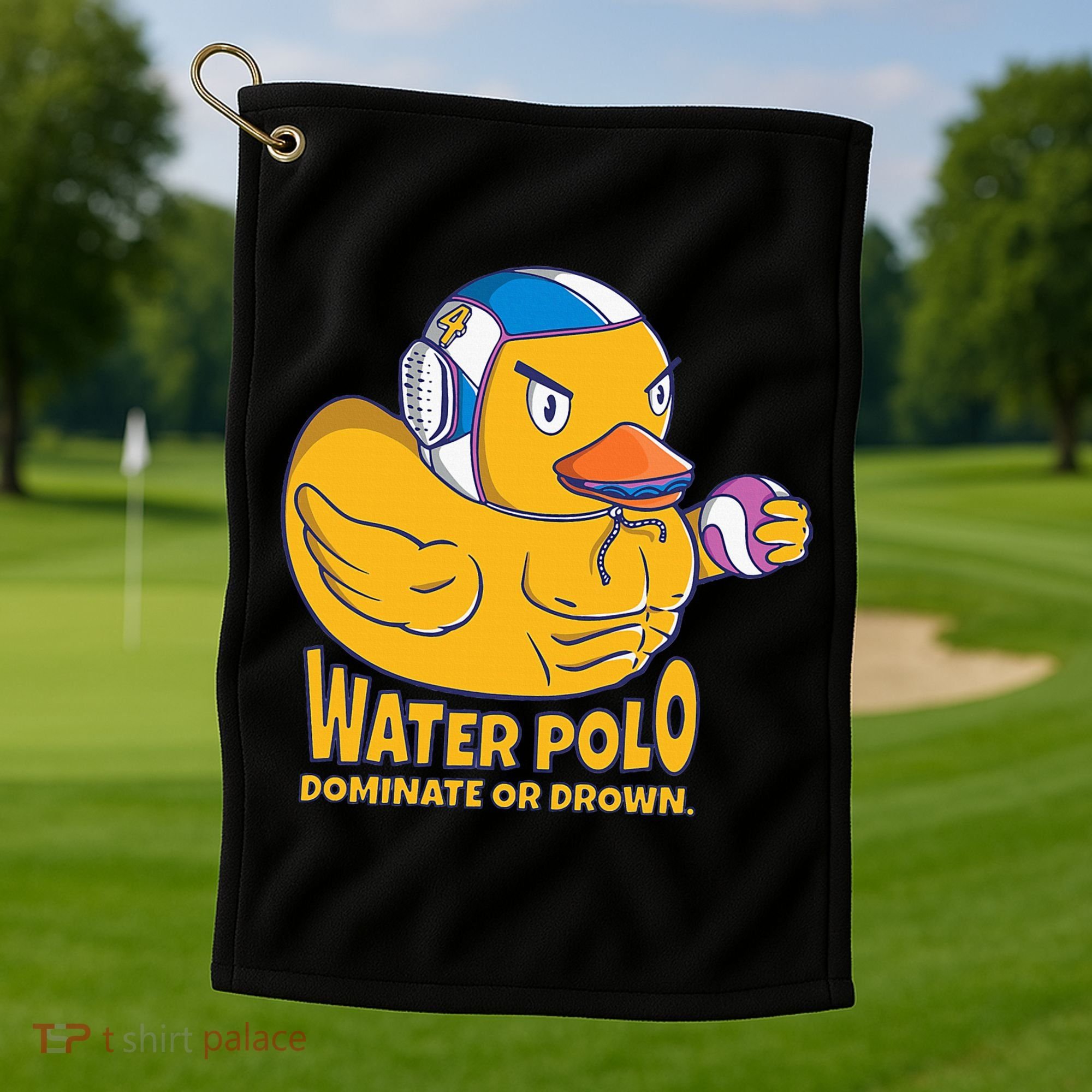 Water Polo Rubber Duck Dominate Or Drown On Golf Towel