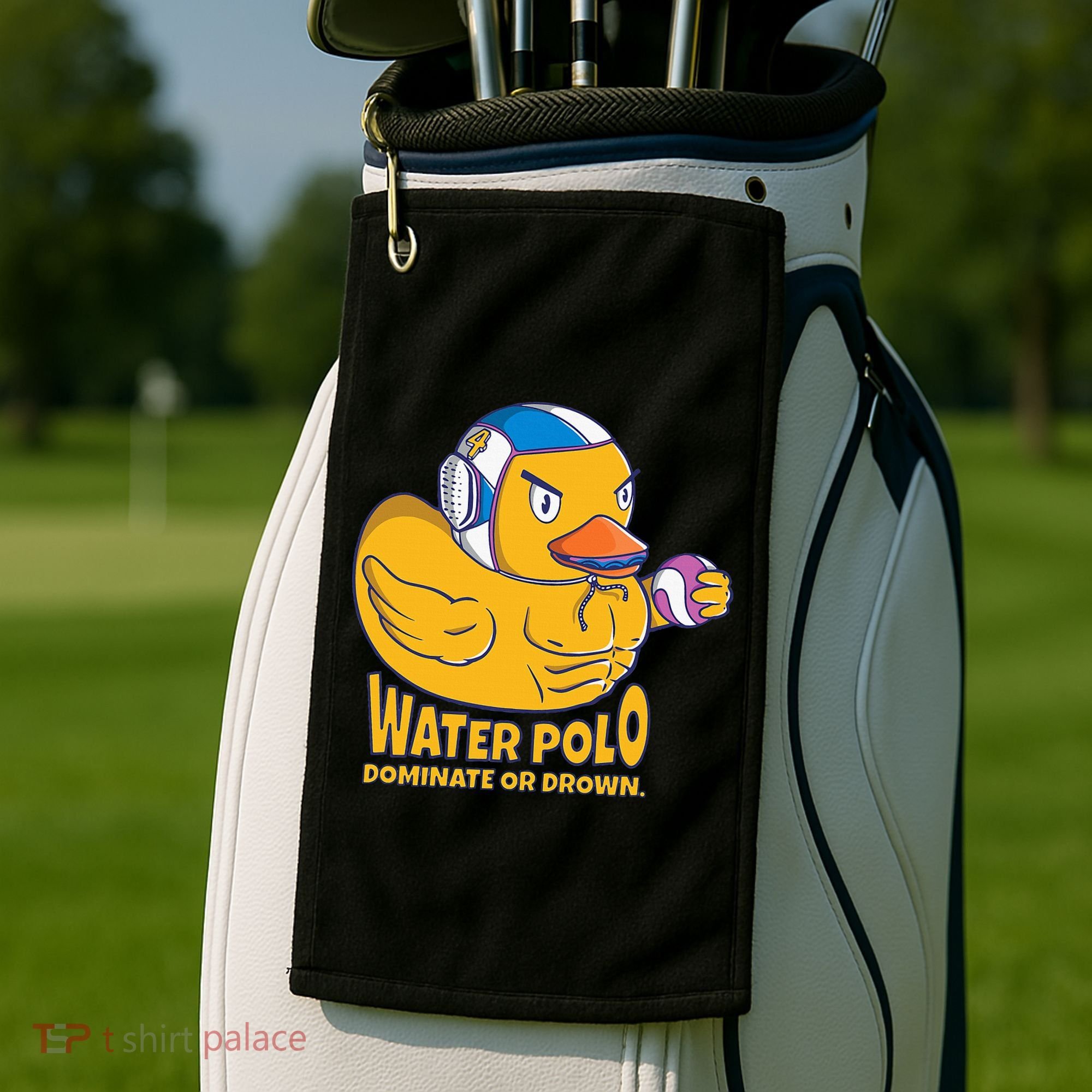 Water Polo Rubber Duck Dominate Or Drown On Golf Towel