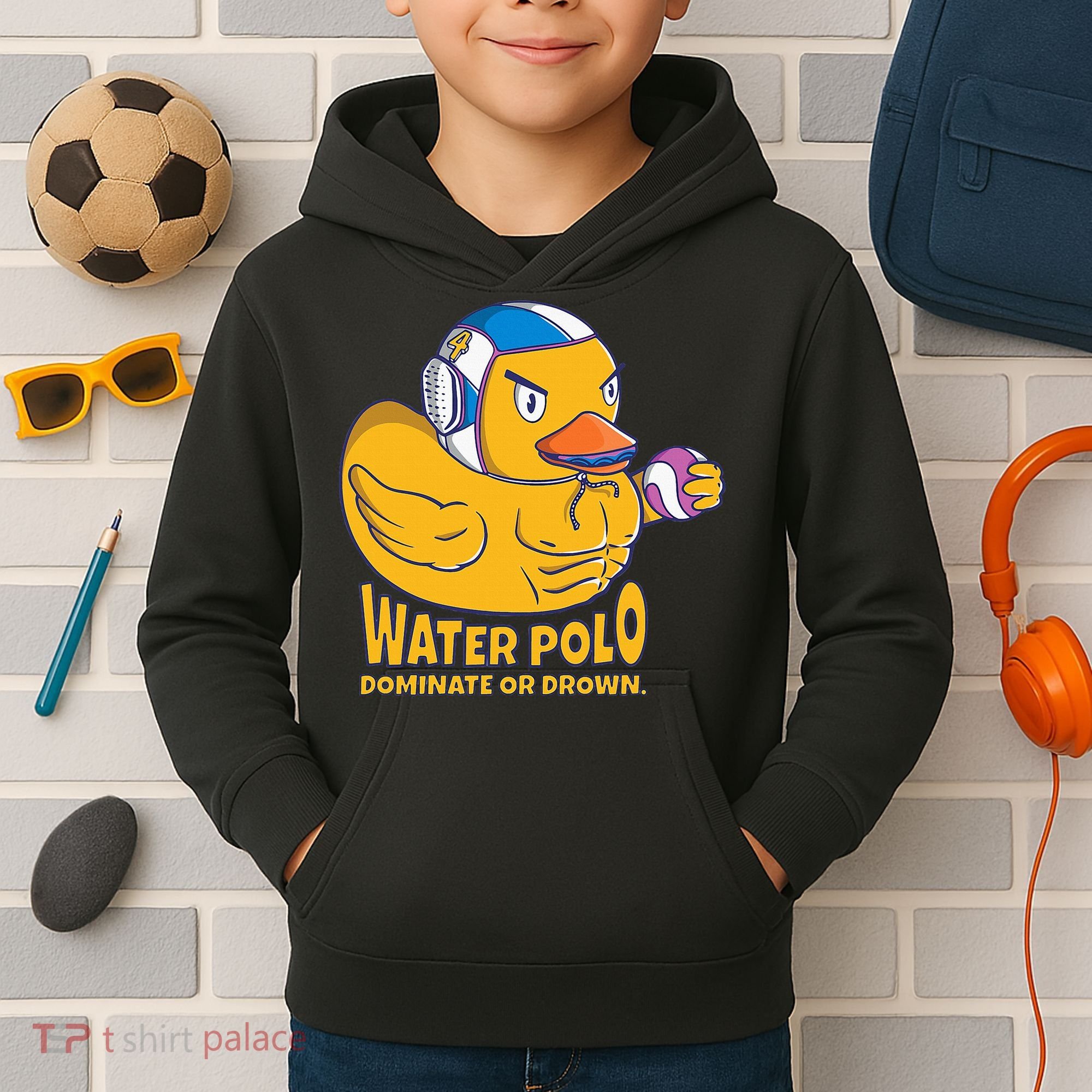Water Polo Rubber Duck Dominate Or Drown On Kids Hoodie
