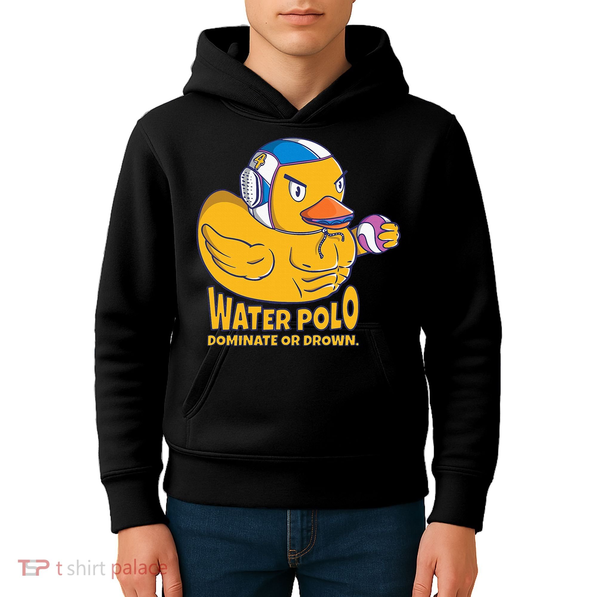 Water Polo Rubber Duck Dominate Or Drown On Kids Hoodie