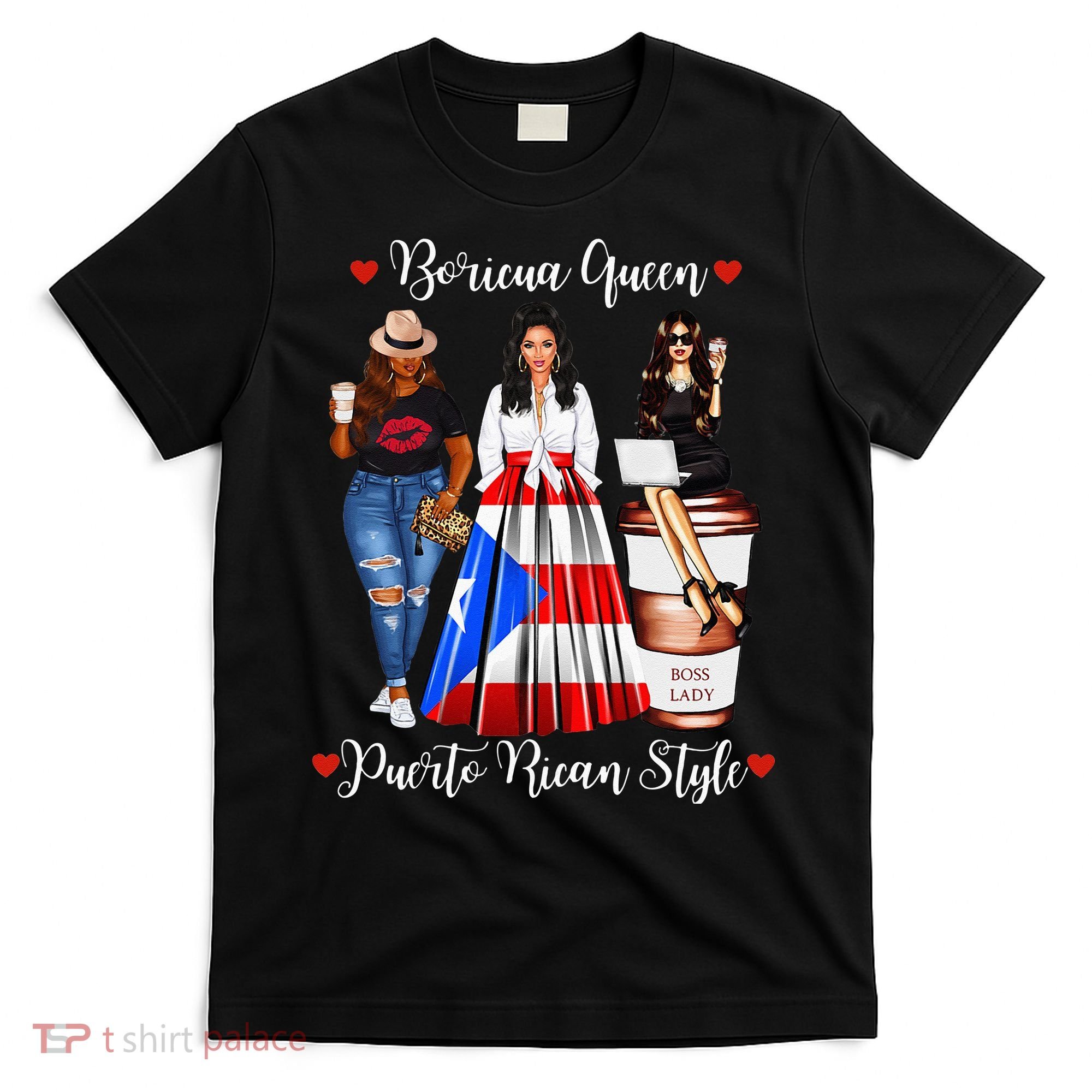 Womens Puerto Rican Style Boricua Queen Mom Womens Puerto Rico T-Shirt