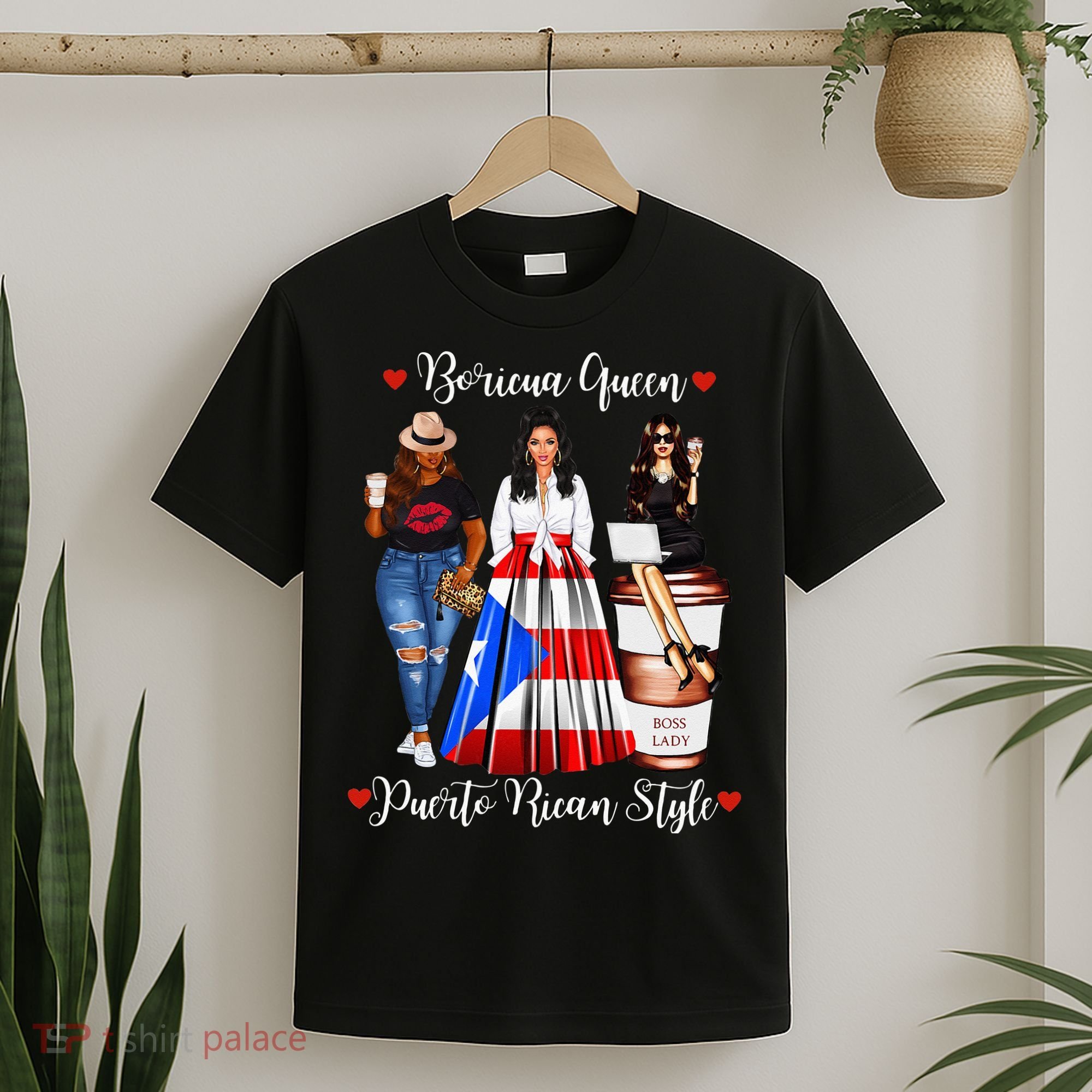 Womens Puerto Rican Style Boricua Queen Mom Womens Puerto Rico T-Shirt