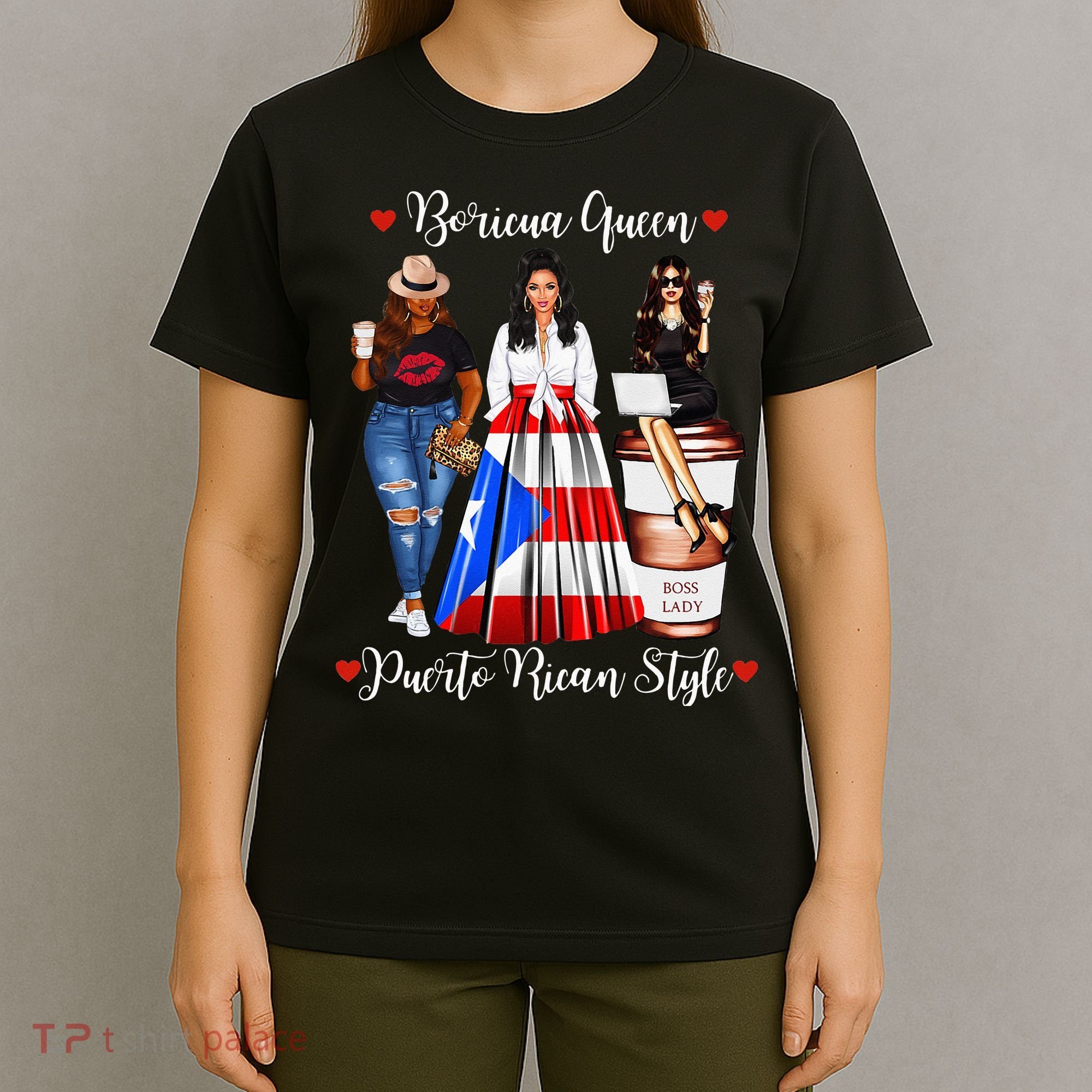 Womens Puerto Rican Style Boricua Queen Mom Womens Puerto Rico T-Shirt