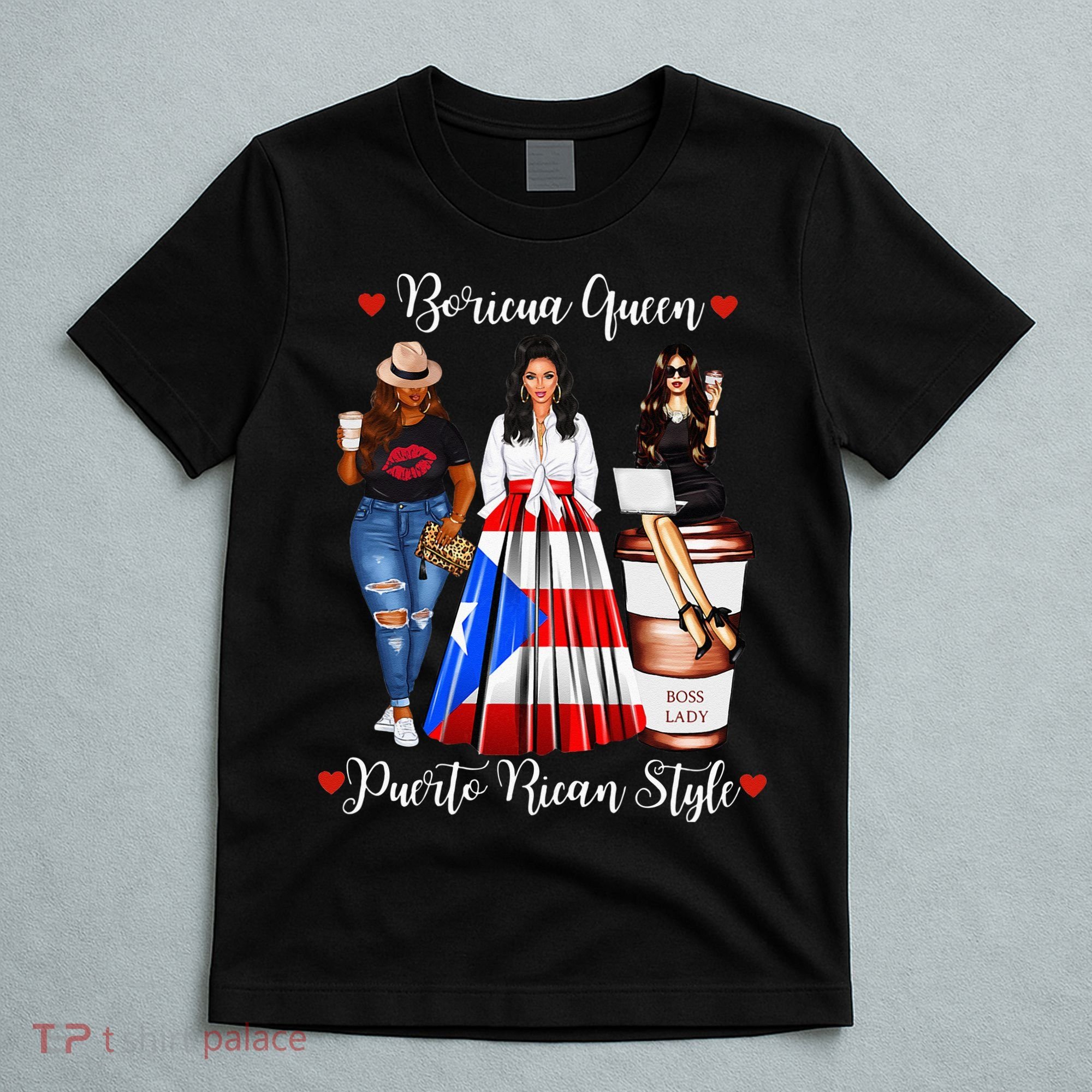 Womens Puerto Rican Style Boricua Queen Mom Womens Puerto Rico T-Shirt