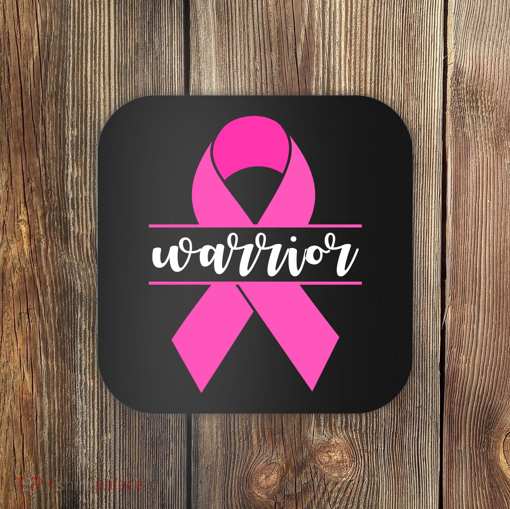 Warrior Pink Ribbon Breast Cancer Month Coaster
