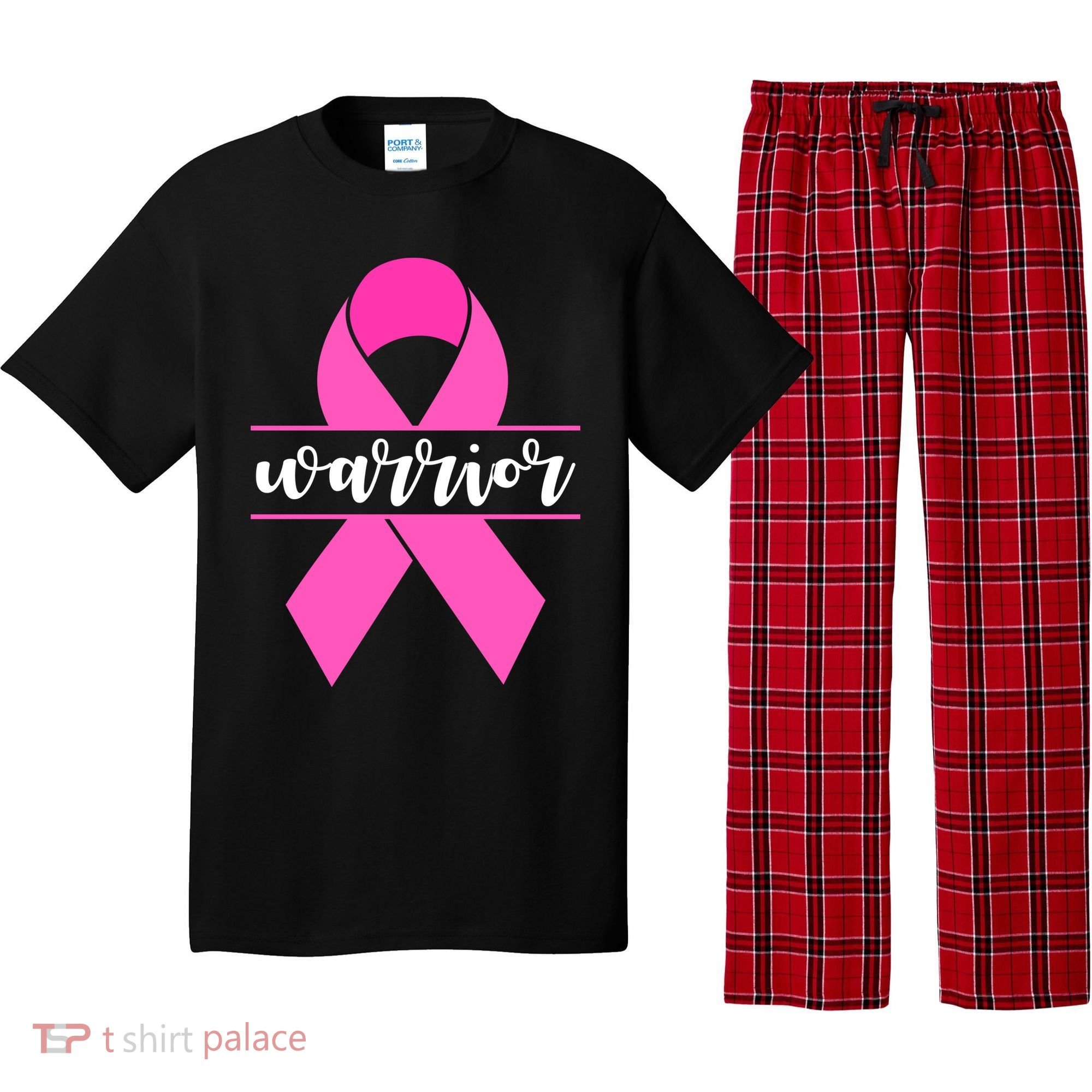 Warrior Pink Ribbon Breast Cancer Month Pajama Set