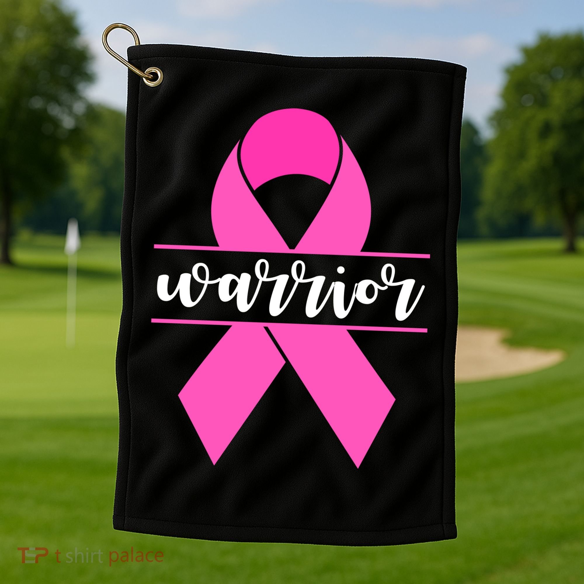 Warrior Pink Ribbon Breast Cancer Month Golf Towel