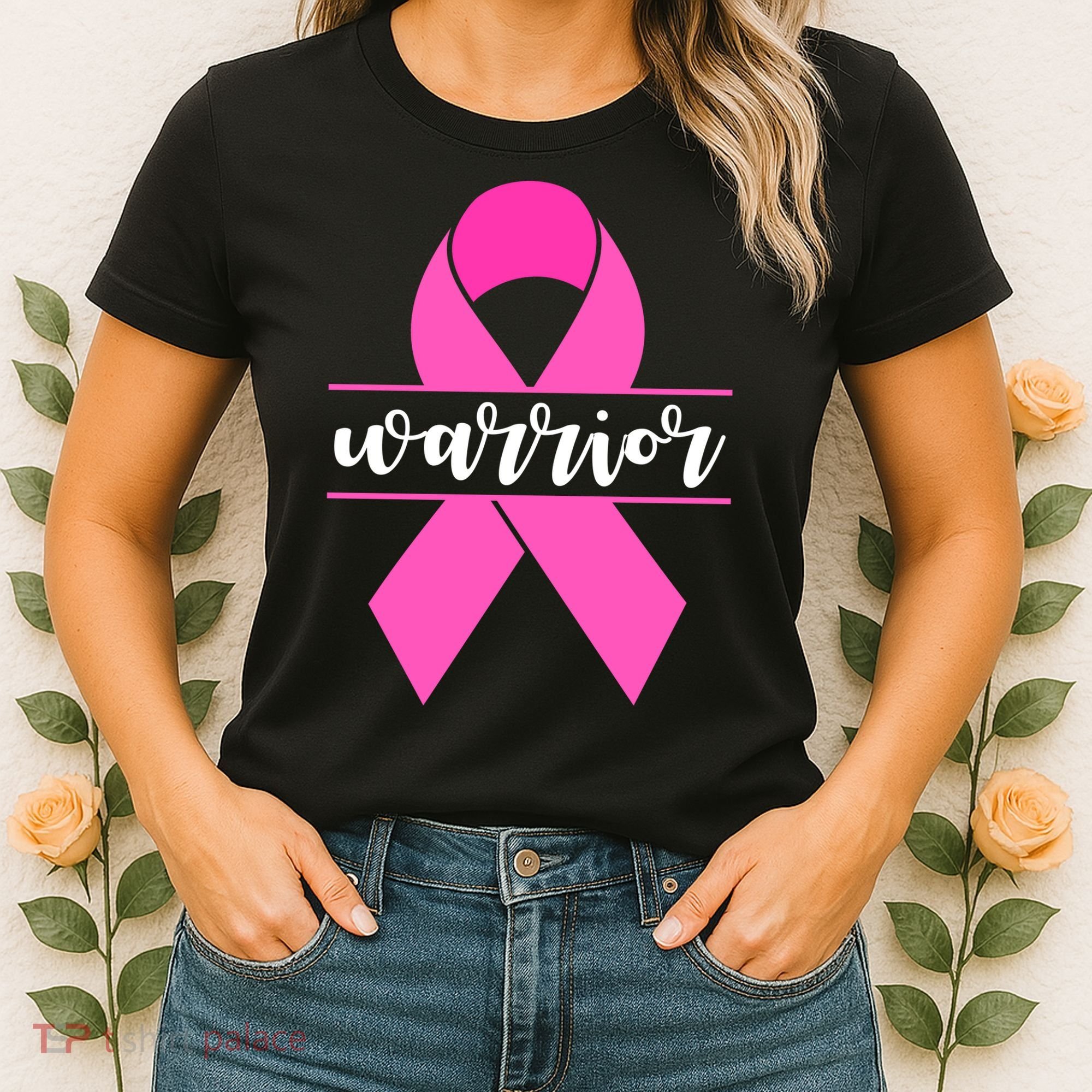 Warrior Pink Ribbon Breast Cancer Month Women's T-Shirt