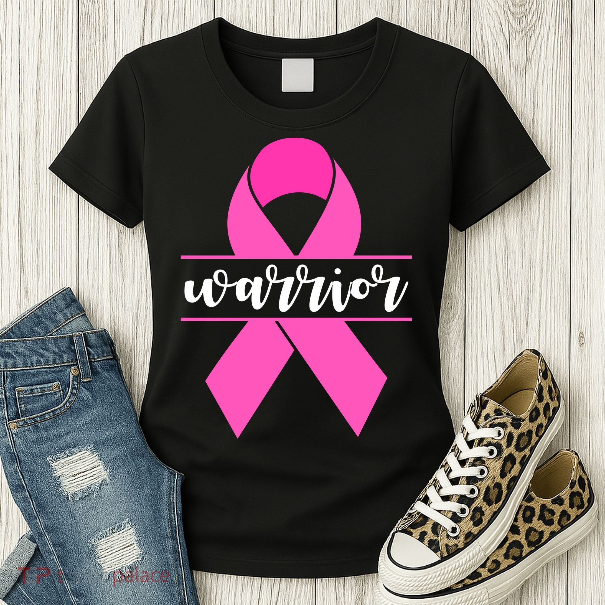 Warrior Pink Ribbon Breast Cancer Month Women's T-Shirt