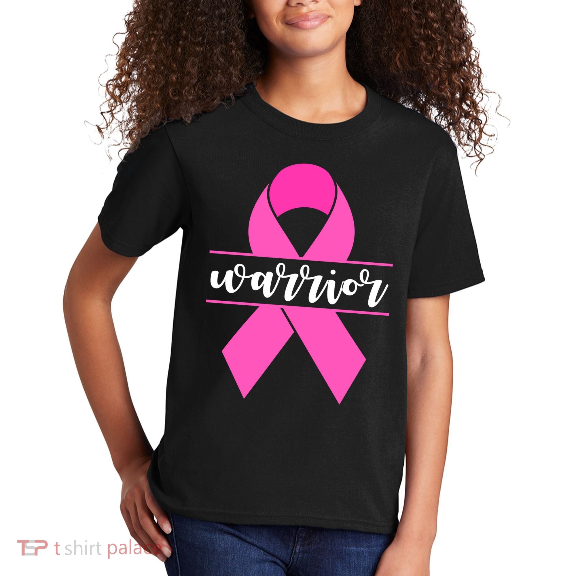 Warrior Pink Ribbon Breast Cancer Month Kids T-Shirt