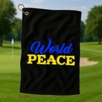World Peace Support Ukraine Golf Towel thumb 1