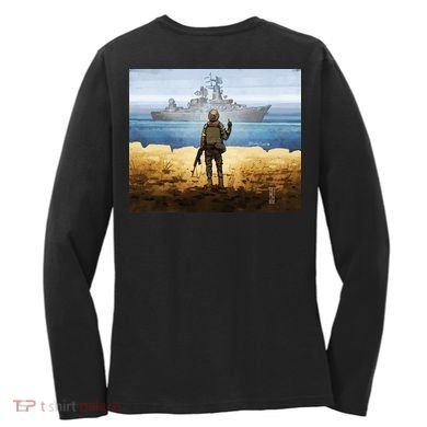 Warship Postage Stamp Front And Back Print Go F Yourself Women's Long Sleeve Shirt back