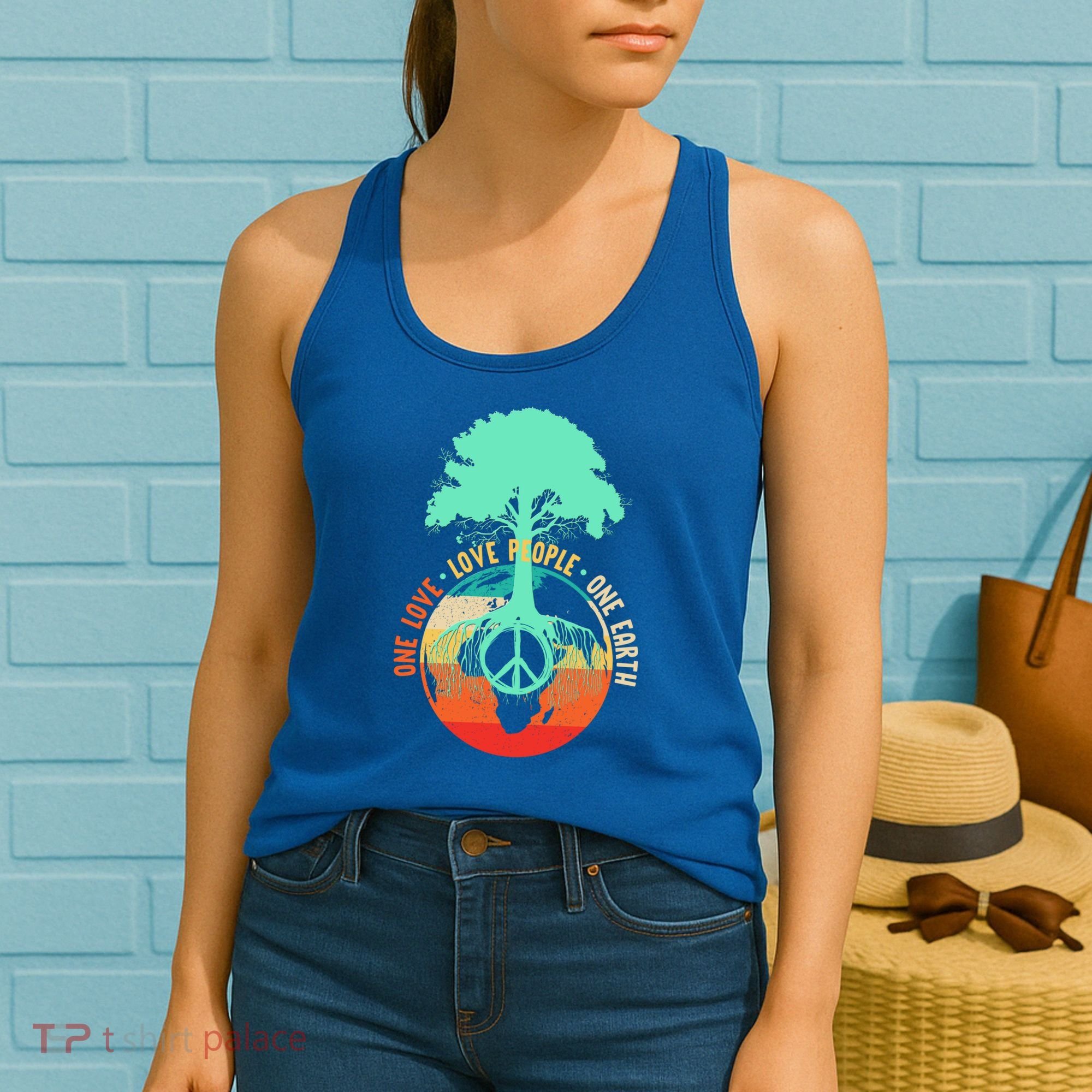 World Peace Tree Gift Love People Earth Day Gift Women's Tank Top