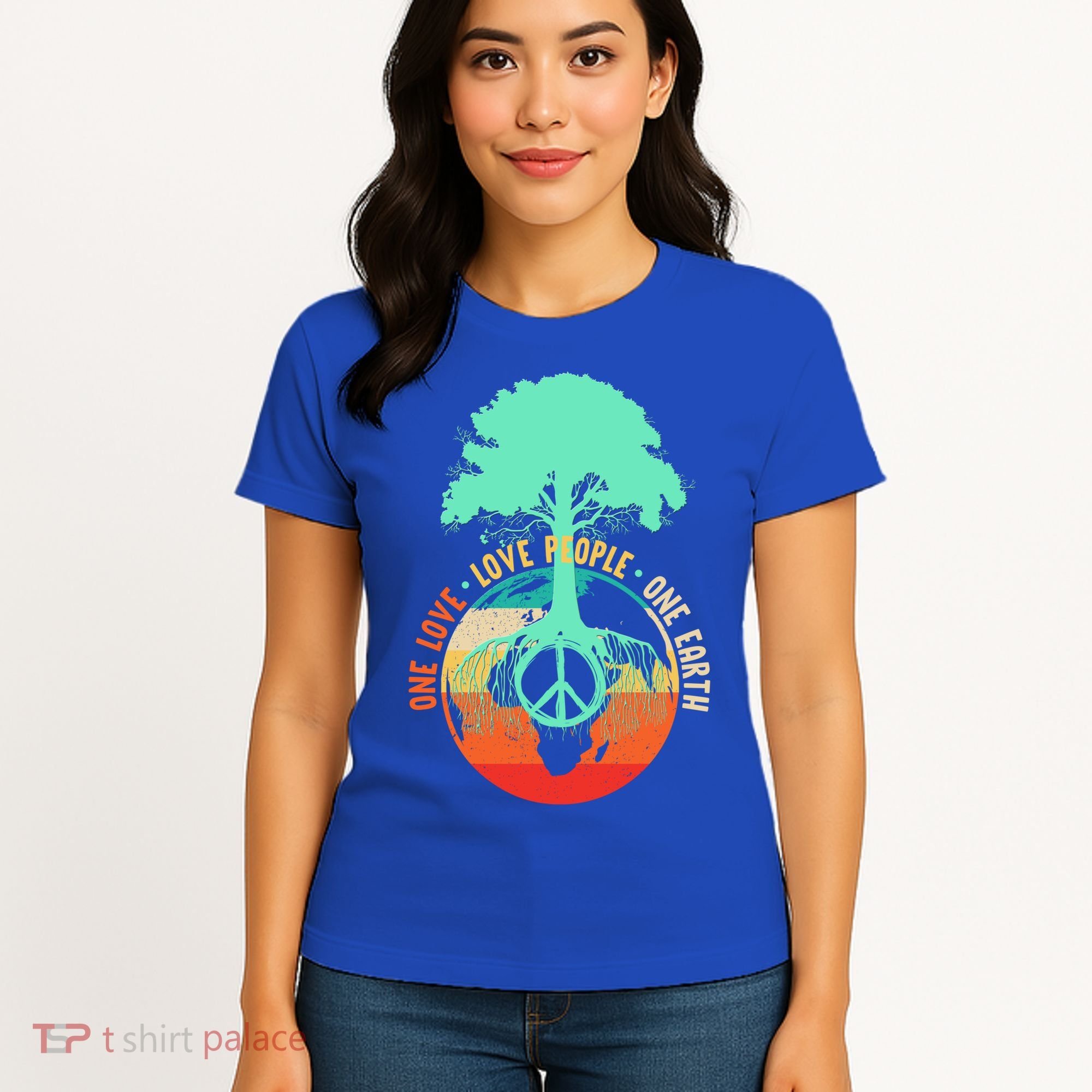 World Peace Tree Gift Love People Earth Day Gift Women's T-Shirt
