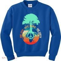 World Peace Tree Gift Love People Earth Day Gift Kids Sweatshirt thumb 0