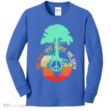 World Peace Tree Gift Love People Earth Day Gift Kids Long Sleeve Shirt