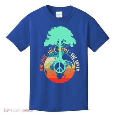 World Peace Tree Gift Love People Earth Day Gift Kids T-Shirt