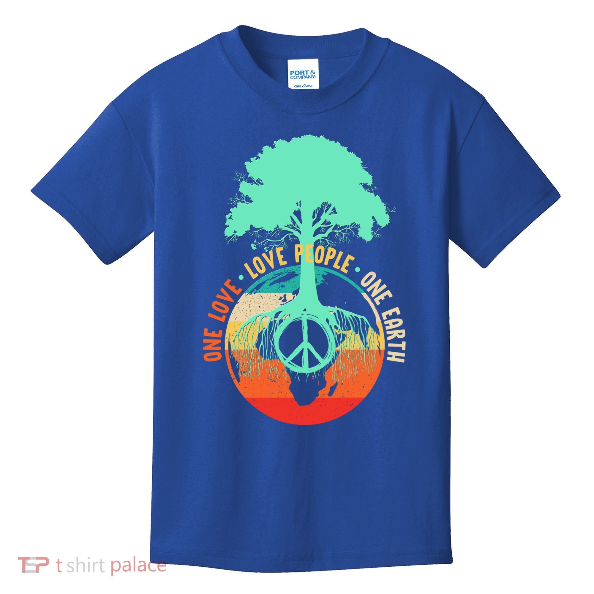 World Peace Tree Gift Love People Earth Day Gift Kids T-Shirt