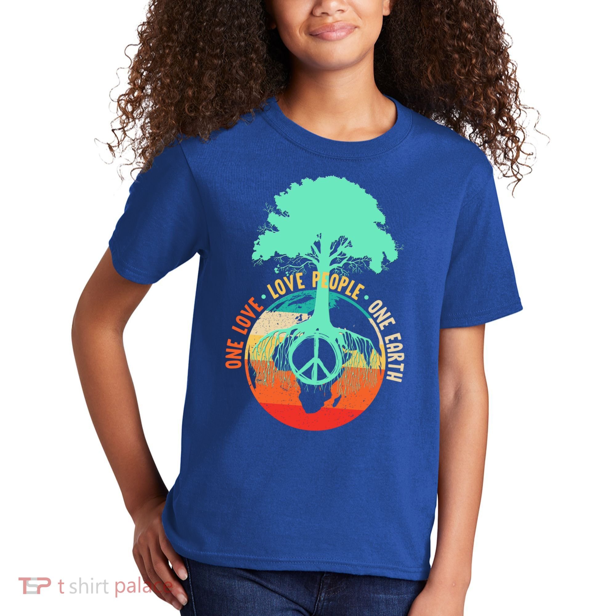 World Peace Tree Gift Love People Earth Day Gift Kids T-Shirt
